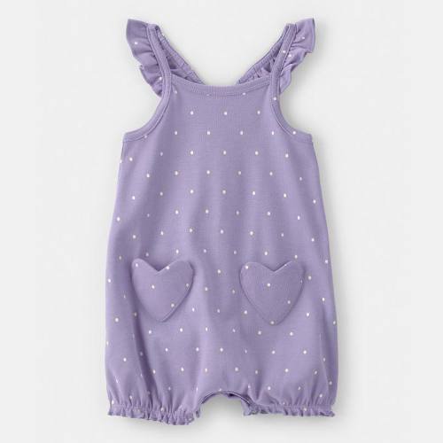 Baby Carter's Polka Dots Sleeveless Romper with Heart Pockets
