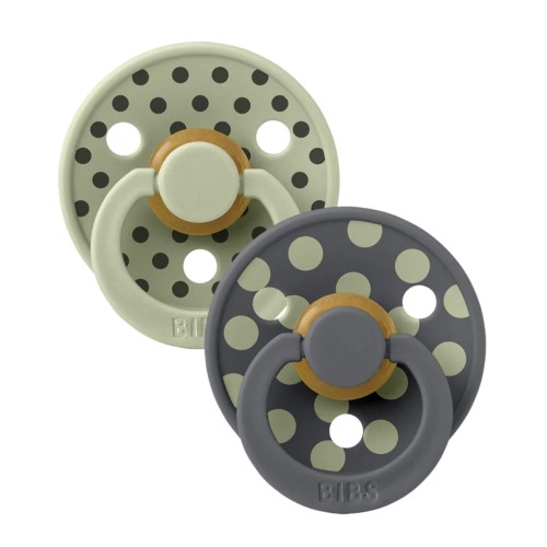 Bibs Studio Pacifier 2 Pack - Sage + Iron Polka Dot