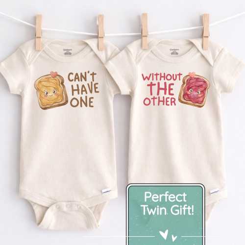 Matching Twin Onesies®, Peanut Butter and Jelly Twin Onesie®, Can't Have One Without The Other Onesie®, Funny Twins Outfit