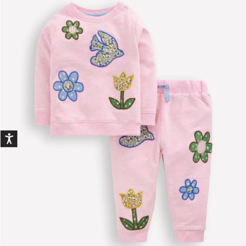 Applique Sweatshirt Set-Pink Floral Patchwork | Boden USA