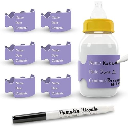 Pumpkin Doodle The Original Write and Reuse Baby Bottle Labels for Daycare