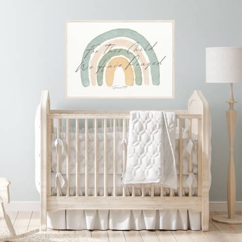 For This Child We Have Prayed Bible Verse Rainbow Nursery Print