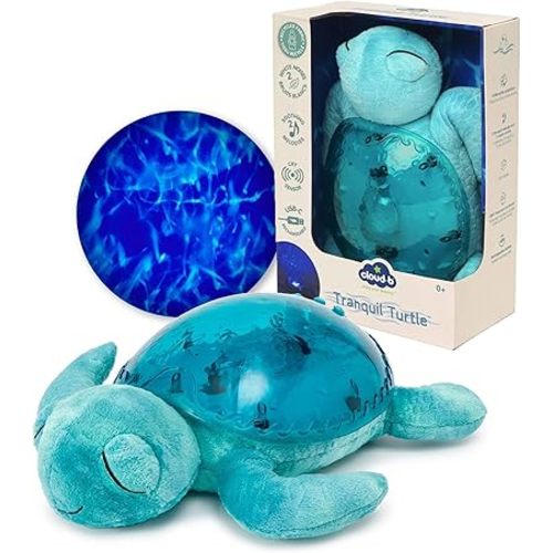 Cloud b Tranquil Turtle Aqua - White Noise Machine Baby, Baby Night Light & Portable White Noise Machine - Soothing Ocean Waves & Underwater Melodies, Cry Sensor, Rechargeable, Eco-Friendly