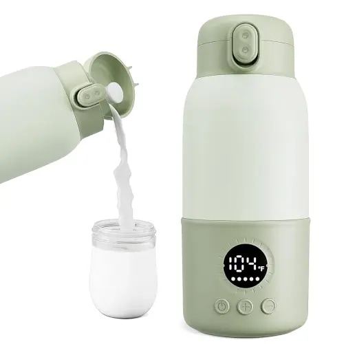 Portable Bottle Warmer for Travel, 2-Min Fast Heating Baby Bottle Warmer,12.8oz Formula Container to Go for Breastmilk, Formula Dispenser with Long-Lasting Keep Warm Function