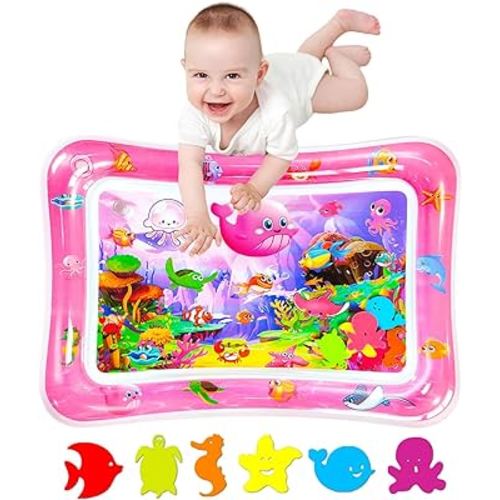 ZHUYNXIR Tummy time Water Play mat, Baby Water Play Mat for Kids and Toddlers Baby Toys for 3 to 24 Months, Strengthen Your Baby's Muscles, Pink 27.5x20 in.