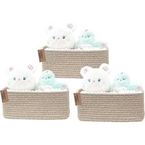 COMFY-HOMI 11.5"x7.5"x4.7" Storage Baskets for Organizing | Cotton Rope Woven Basket | Toy Storage Bin Box | Basket for Shelves, Closet Organizer Bin, Decorative Closet Shelf, 3 Pack, all brown