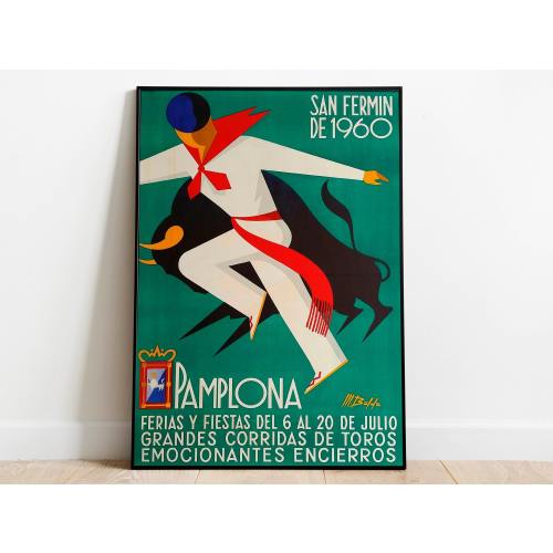Pamplona San Fermin Poster: Vintage Travel Print