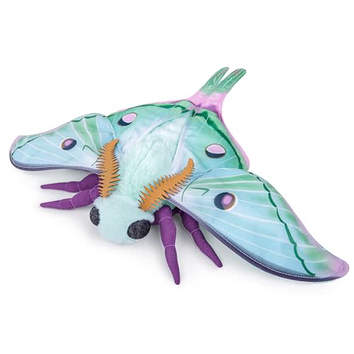 Frankiezhou Home Luna Moth Plush Toy, Large Luna Moth Stuffed Animals 16in, Realistic Soft Big Moth Plushie Model Toy, Unique Plush Gift Collection for Kids, Medium, Green