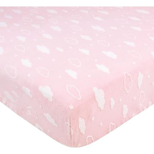 American Baby Company Heavenly Soft Chenille Fitted Crib Sheet 28" x 52", Warm and Cozy Neutral Chenille Sheet, Pink 3D Cloud, for Boys and Girls, Fits Crib and Toddler Bed mattresses