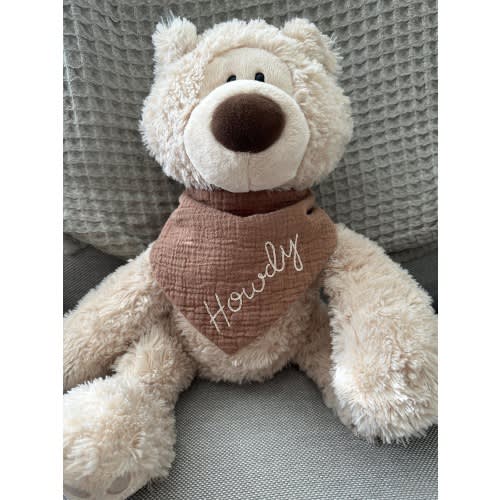 Hand Embroidered Baby Bib - “Howdy”