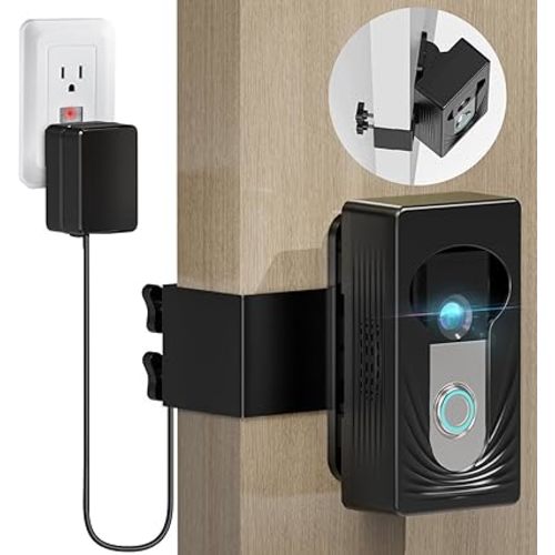 Ring Doorbell Camera Mount, Provide Power Supply by 24V Transformer, Compatible with Wireless Ring 4/3/2 and Blink doorbell, Adjustable Angle 0°-70°, No Drill Anti-Thief for Home Apartment