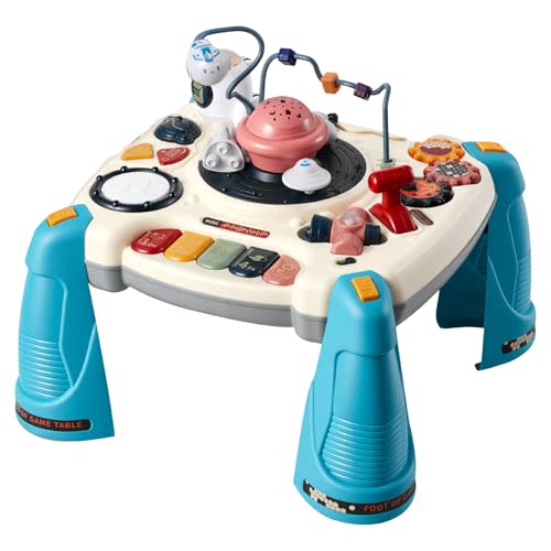 VEVOR Baby Spacecraft Musical Table Toys for 1-3 Years Old, Learning Activity Desk with Space Theme & Soft-Glow Star Projector & 60+ Sound Sources, Toddler Learning Table for Kids 6+ Months