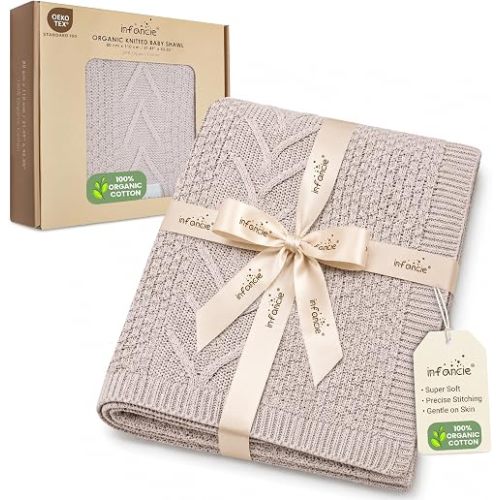Organic Cotton Knit Baby Swaddle Blanket Infant & Toddler 31x43 in