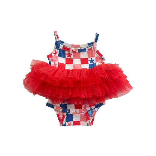 Red, White, Blue & Pink Checkerboard / Organic Tutu Bodysuit