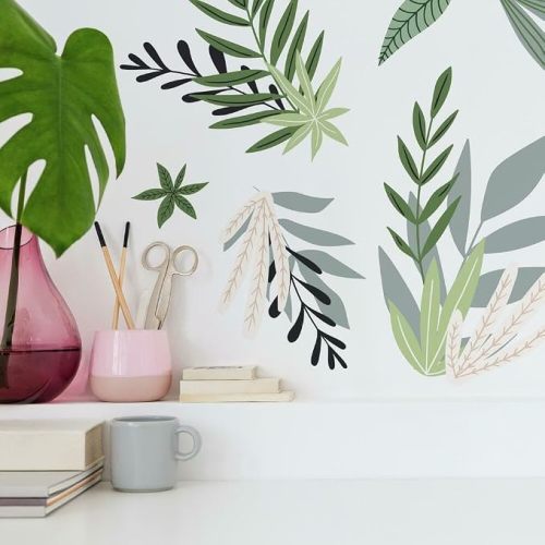 RoomMates Tropical Hibiscus Flower Peel and Stick Wall Decals, Vinyl, Made in USA
