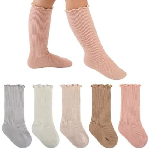 Baby Girls Knee High Socks Cotton Newborn Infants Toddlers Baby Girl Tube Ruffled Stockings Warm Long Socks