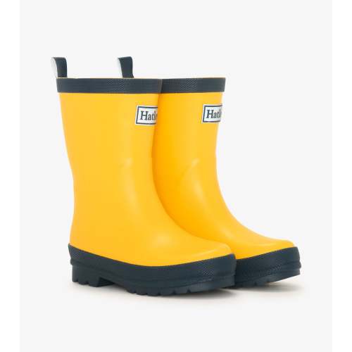 Kids Yellow & Navy Matte Rain Boots