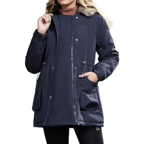 Maacie Maternity Winter Coat,3 In 1 Thickened Jacket,Fleece Lined Warm Hooded Outwear With Pockets