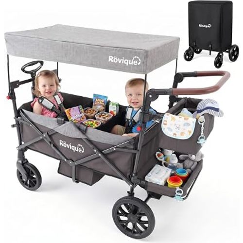 Wagon Stroller for 2 Kids, Premium Stroller Wagon for Kids with Extendable