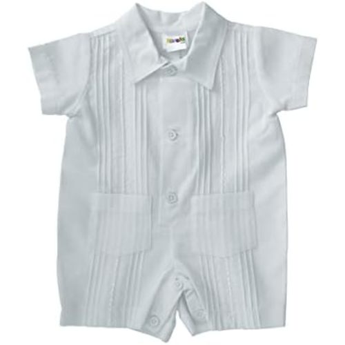 Pique Guayabera Romper for Boys Cotton Guayabera Formal Piece
