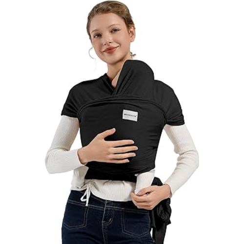Baby Wraps Carrier, Baby Carrier Wrap Newborn Sling 7-35lbs, Baby Wearing Wrap Newborn Wrap Carrier, Baby Sling Carriers for Newborn and Infant, Black
