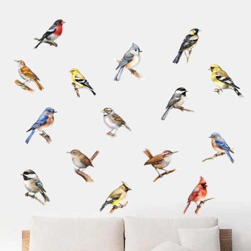 Colorful Songbird Wall Decals – Realistic Bird Stickers for Nature-Inspired Home Decor, Nursery, or Living Room