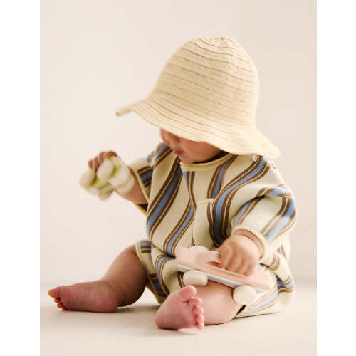 Roam Cotton Stripe Romper in Lemon – Oat & Marl (1-2 years)