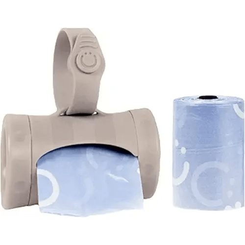 Ubbi Retractable On-the-Go Bag Dispenser for Baby Travel, Diaper Bag Accessory Must Have for Newborns, Helpful Baby Accessory, Taupe