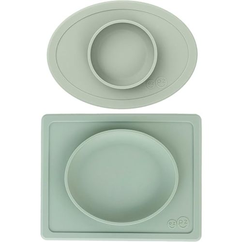 ezpz Tiny Plate + Tiny Bowl - baby essentials plate and bowl set
