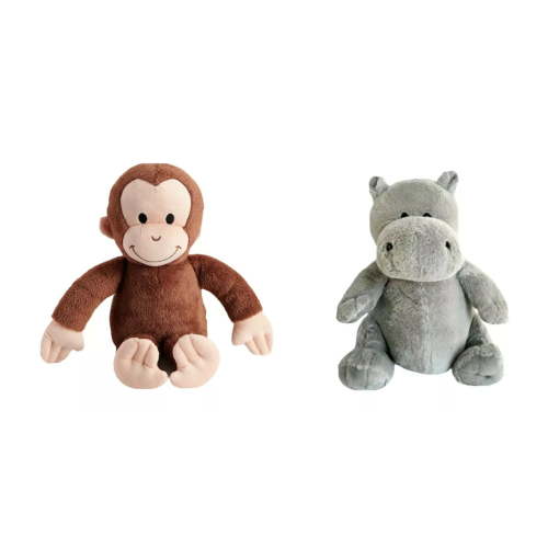 wed Hippo & Curious George Monkey 2 Kohl’s 12" Plush Stuffed Animals Set Collectible