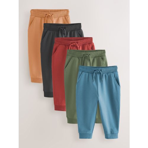 Khaki Green/Blue/Red Regular Fit Joggers 5 Pack (3mths-7yrs)