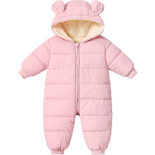 Ilyboz Infant Toddler Snowsuit Cute Baby Bear Suit Newborn Winter Coat Warm Hooded Jumpsuit for Boys Girls