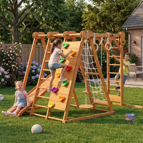 Chestnut 8-in-1 Jungle Gym Playset for Toddlers | Indoor & Outdoor