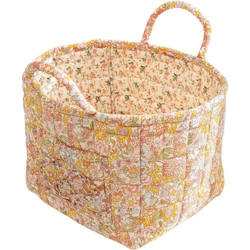 vctops Boho Cotton Quilted Storage Basket for Organizing, Basket Organizer Gift Baskets with Handles, Storage Bins for Toys, Books, Towels, and Clothes, Collapsible Fabric(Pattern F,13"x10.6"x10")