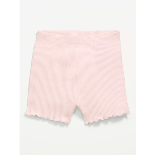 Ribbed Lettuce-Edge Biker Shorts for Baby