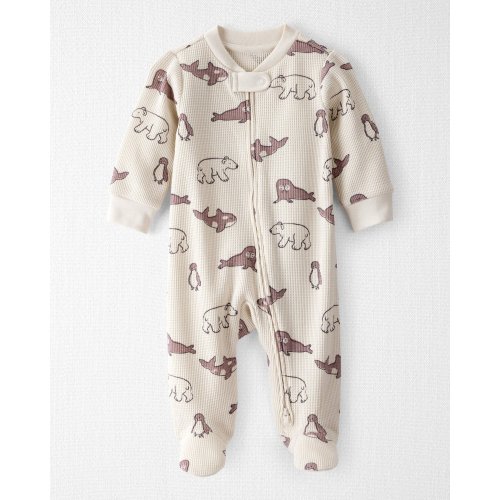 Baby Waffle Knit Sleep & Play Pajamas Made with Organic Cotton in Artic Friends Print - Little Planet | Carter's
