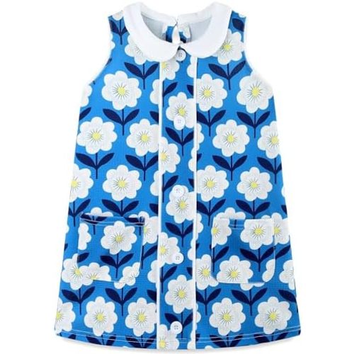 FreeLu Toddler Girls Cotton Summer Short Sleeve Dress Cartoon Print Casual Jersey Dresses