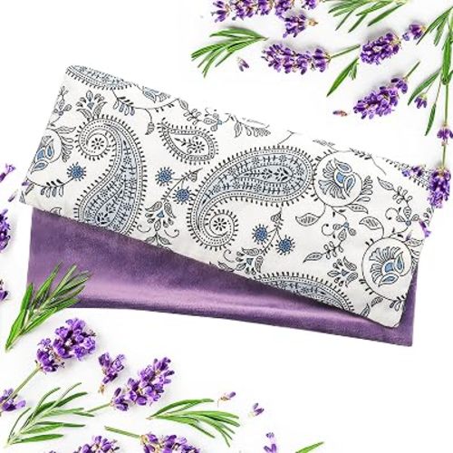 Lavender Eye Pillow for Relaxation, Yoga, Sleep – Weighted Eye Mask for Headache, Sinus, Aromatherapy Moist Heat Compress, Meditation Accessory, Relaxation Gift for Women (Purple)