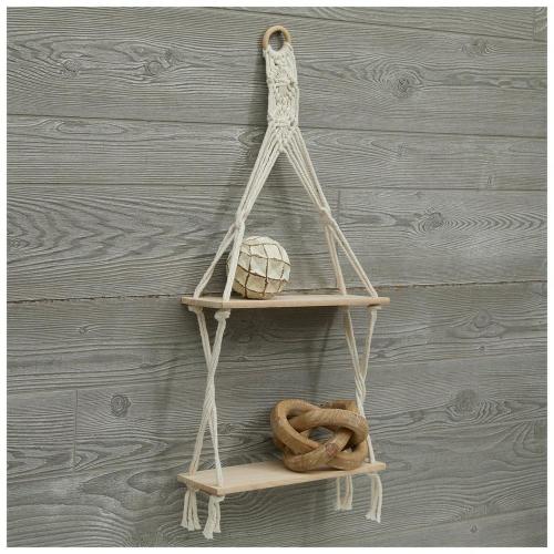 Two-Tiered Macrame Hanging Shelf