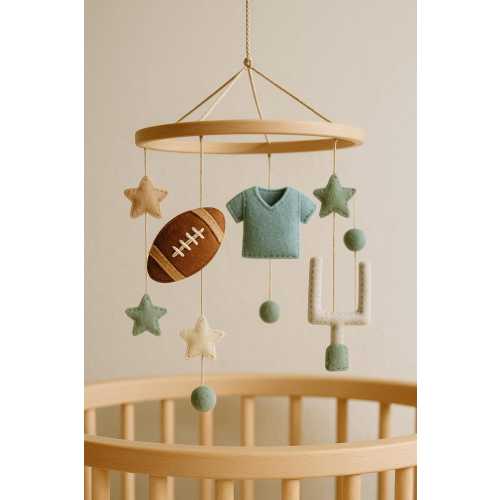 Handmade Football Baby Mobile: Felt Nursery Decor, Baby Boy Sport Gift