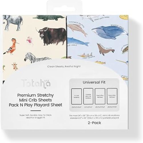 Pack and Play Sheets, Buttery Soft Graco Pack n Play Sheets Fitted for Boys and Girls - Stretchy Microfiber Mini Crib Sheets 2-Pack
