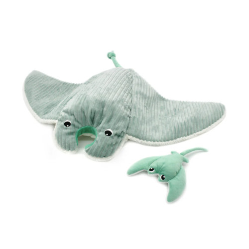 Les Ptipotos Mentalou the Manta Ray Mum & Baby - Mint