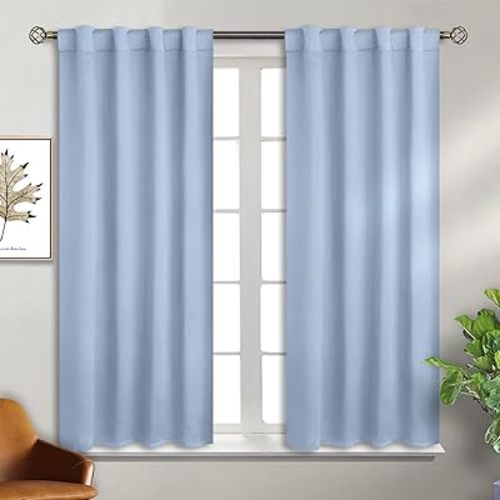 BGment Rod Pocket and Back Tab Curtains for Bedroom - Thermal Insulated Room Darkening Curtains for Living Room, 2 Window Curtain Panels (38 x 54 Inch, Spa Blue)