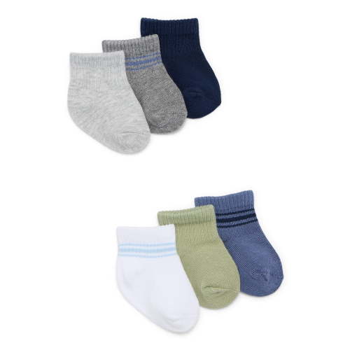 Carter's Child of Mine Infant Baby Boys Ribbed Quarter Crew Socks, 6-Pack, Sizes 0-12 Months