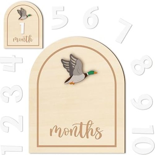 R HORSE 3D Mallard Duck Baby Monthly Milestone Cards with Number Cards