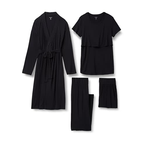 Amazon Essentials womens Soft Modal Nursing Maternity Sleepwear Pajama Bundle, 4 Piece
