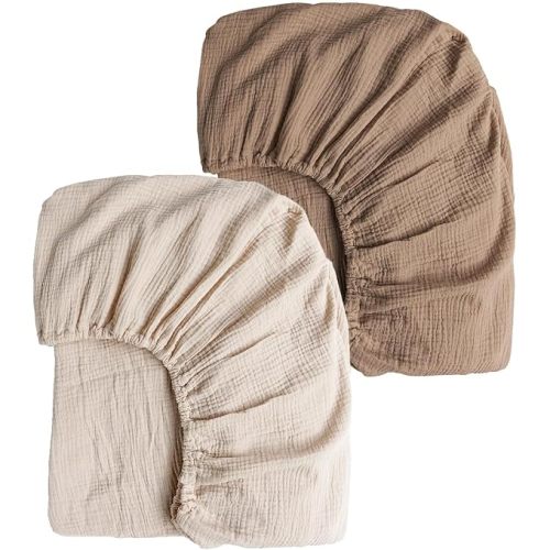 Konssy 2 Pack Muslin Crib Sheets for Standard Crib Mattress, 52" x 28"