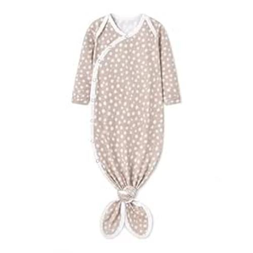 Copper Pearl Baby Gown - Knotted Newborn Sleepers for Baby Boy and Girl, Soft Stretchy Long Sleeve Infant Gowns with Bottom Tie and Hand Mittens, Perfect Hospital Coming Home Outfit (Fawn)