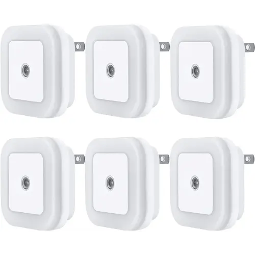 Uigos LED Night Light Lamp with Smart Sensor Dusk to Dawn Sensor, Daylight White, 0.5W Plug-in, 6-Pack