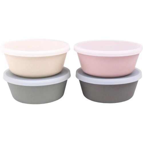 WeeSprout Bamboo Kids Bowls, Set of Four Kid-Sized Dinnerware, Cereal, Leftovers & Snack Bowl